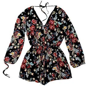 one clothing Black Floral Romper M